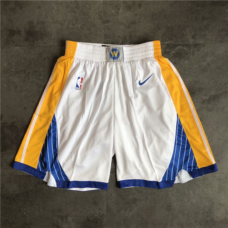 Cheap Men NBA Golden State Warriors White Nike Shorts 0416